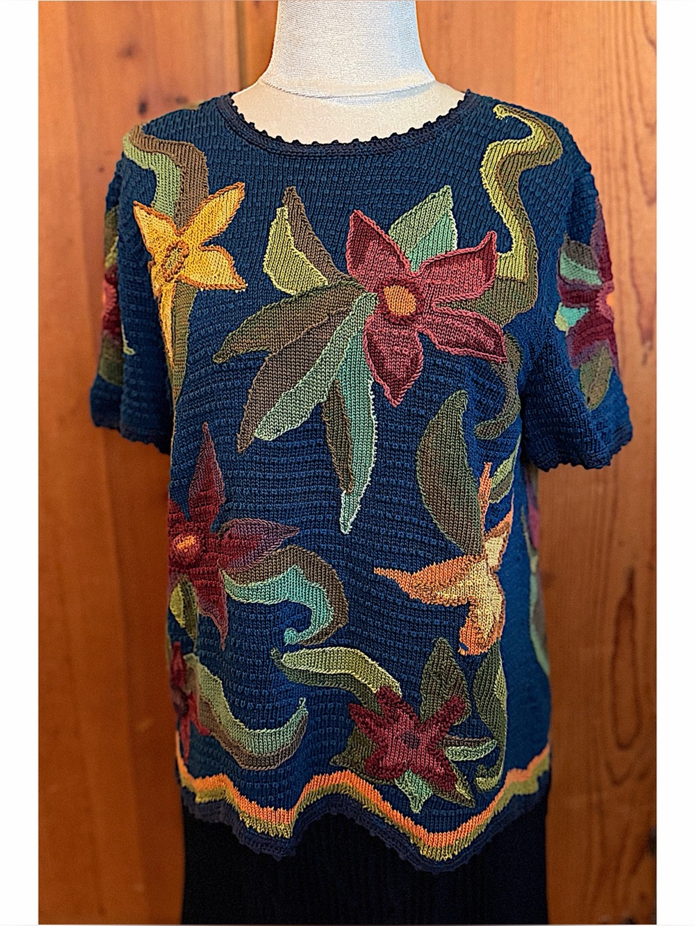 Peruvian Connection Multicolor Floral Knit Sweater